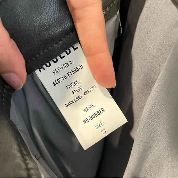 AGOLDE Sloane 100% Leather Gray Relaxed Baggy Classic Straight Leg Pants 27 - Picture 5 of 8